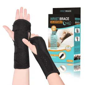 2 Pack Night Wrist Sleep Support Brace,Carpal Tunnel Wrist Brace Night Support,Adjustable Compression Wrist Splint for Tendonitis Arthritis Pain Relief Hand Support with Cushioned Beads Padded