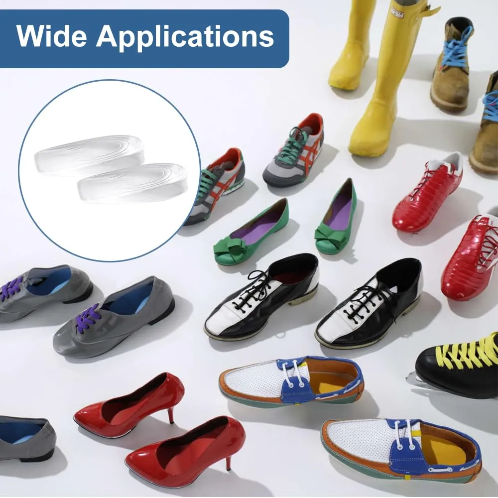 2 pairs of gel heel pads, 1 cm heel wedge Achilles tendon, heel spur Achilles tendon insoles gel, transparent height increase insoles, silicone heel cushion increase for men and women