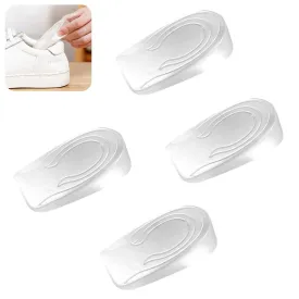 2 pairs of gel heel pads, 1 cm heel wedge Achilles tendon, heel spur Achilles tendon insoles gel, transparent height increase insoles, silicone heel cushion increase for men and women