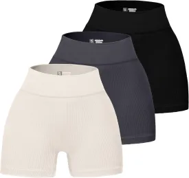 3 Piece Tie Dye Ribbed Workout Shorts for Women Seamless Gym Athletic Yoga High Waist Shorts