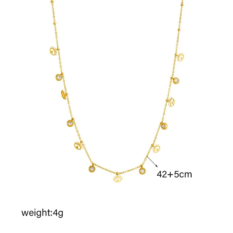 316L Stainless Steel Eye Crystal Pendant Necklace For Women
