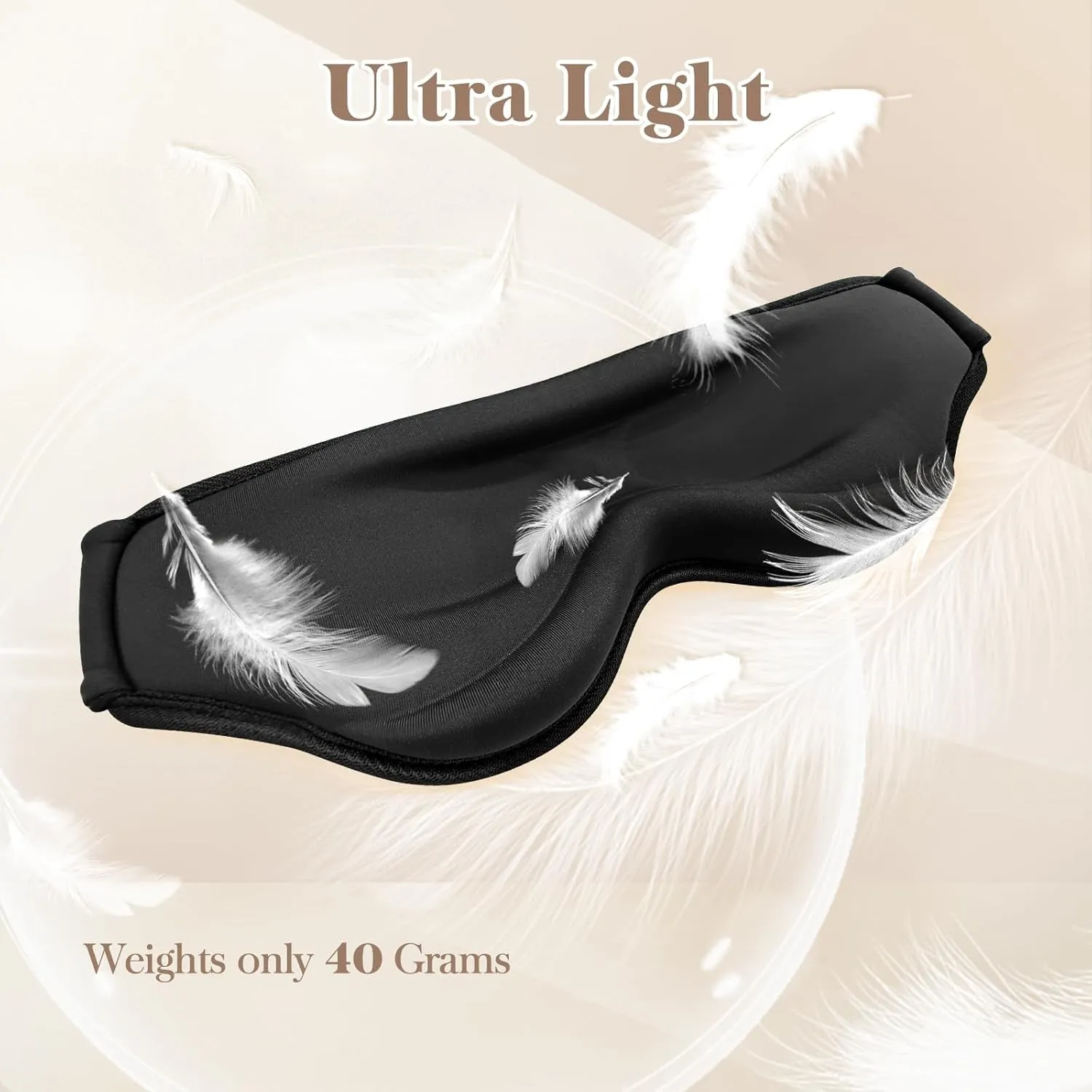3D Eye Mask Sleep Mask for Men & Women, 100% Pressure-Free & Light Block-Out Eye Mask for Sleep with Easy Adjustable Strap, Night Eye Cover for Travel, Black