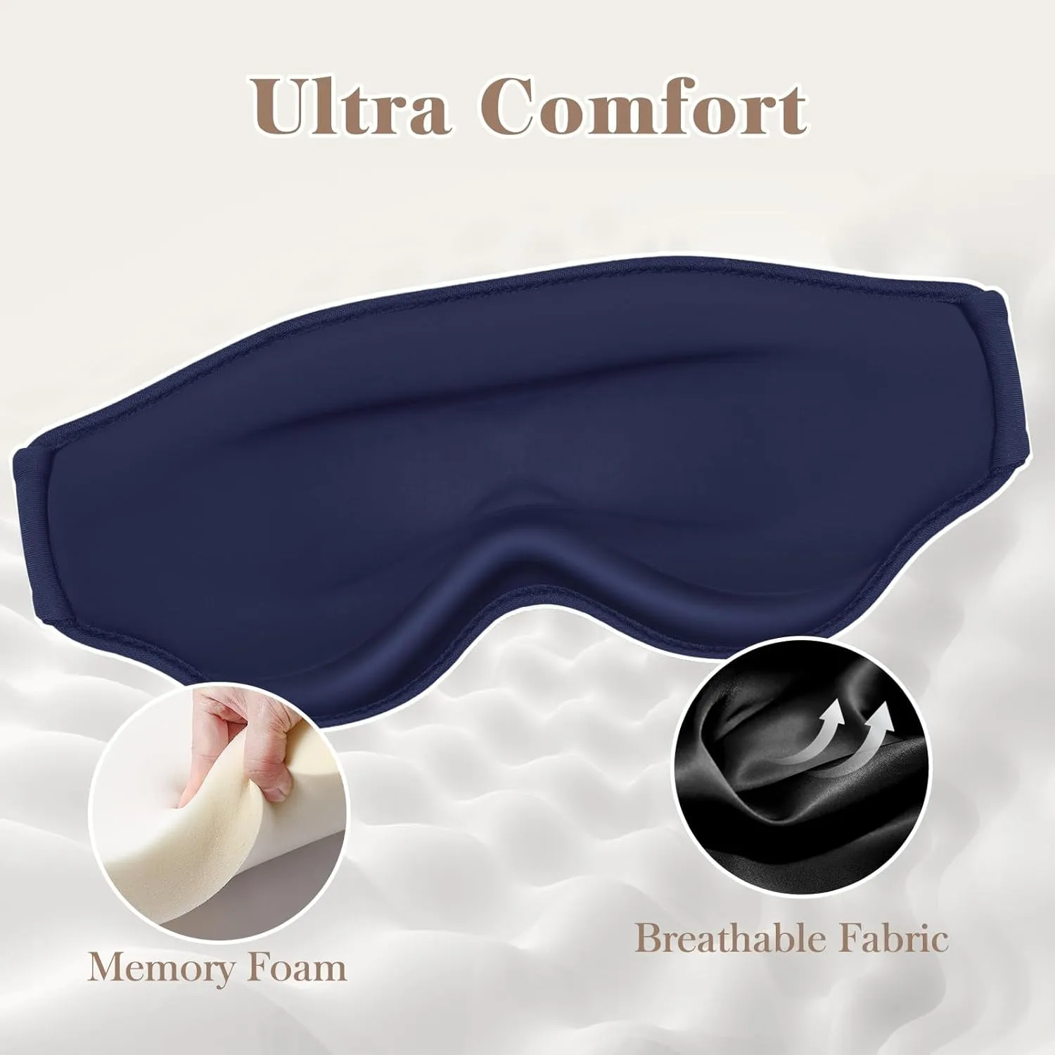 3D Eye Mask Sleep Mask for Men & Women, 100% Pressure-Free & Light Block-Out Eye Mask for Sleep with Easy Adjustable Strap, Night Eye Cover for Travel, Blue