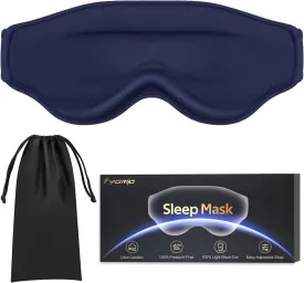 3D Eye Mask Sleep Mask for Men & Women, 100% Pressure-Free & Light Block-Out Eye Mask for Sleep with Easy Adjustable Strap, Night Eye Cover for Travel, Blue