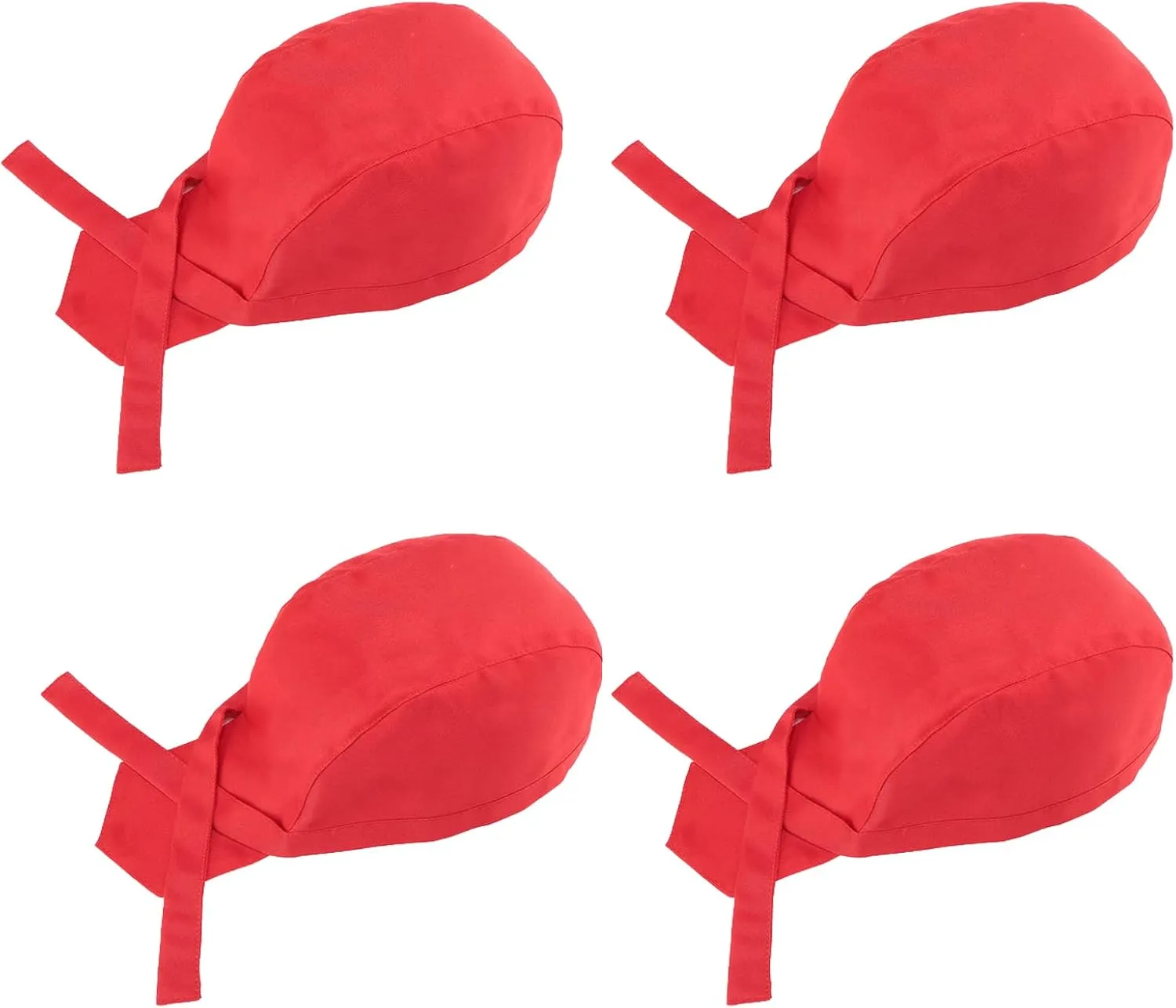 4 Pack Kitchen Cooking Cap, Comfort Breathable Chef Skull Hats for Men Women, Adjustable Working Caps One Size Fit All