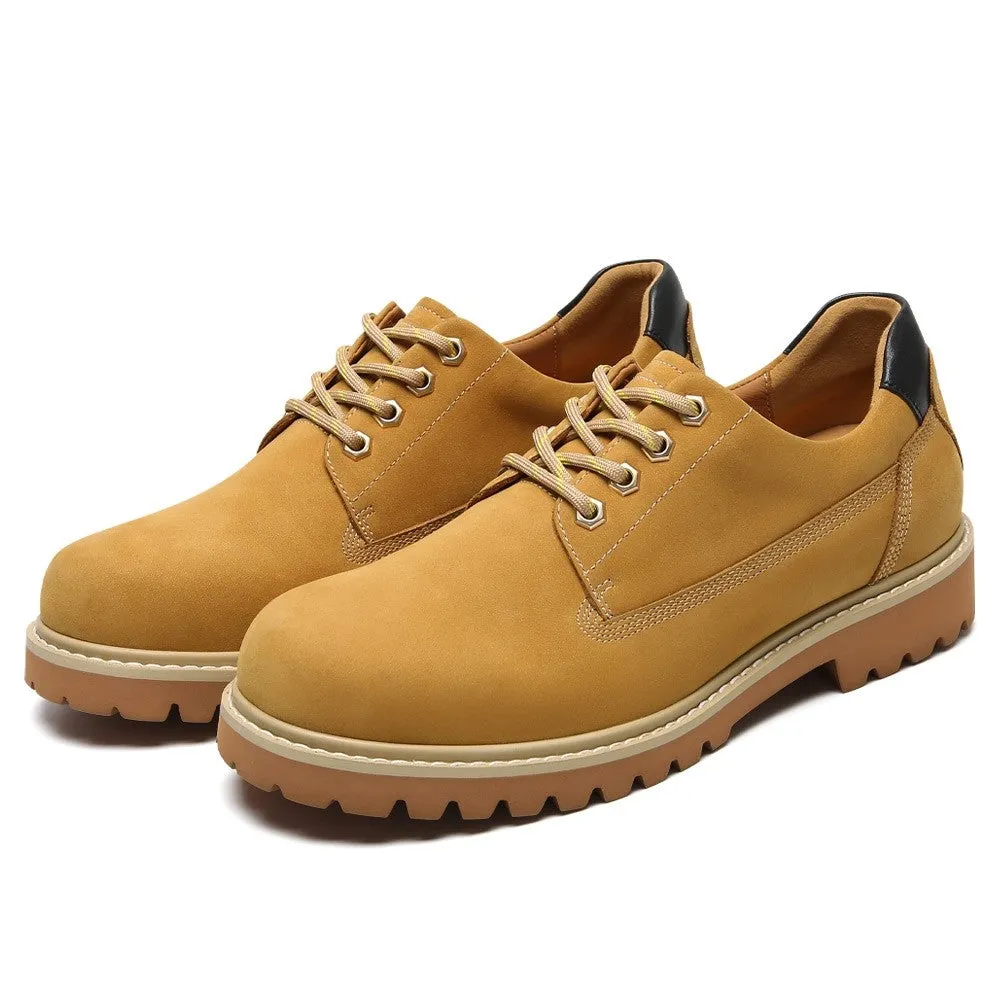 6 CM / 2.36 Inches CMR CHAMARIPA Men's Yellow Nubuck Height Increasing Casual Shoes