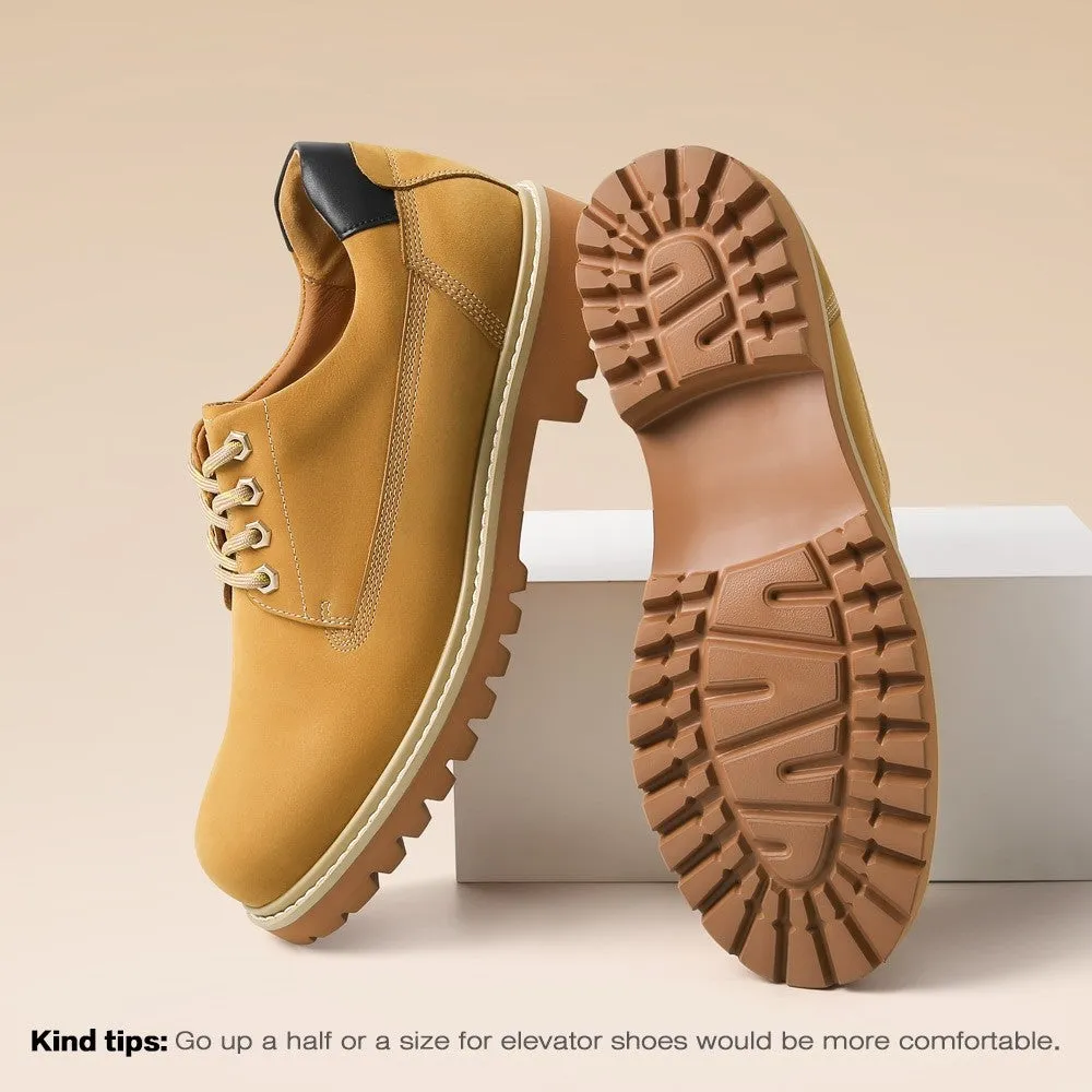 6 CM / 2.36 Inches CMR CHAMARIPA Men's Yellow Nubuck Height Increasing Casual Shoes