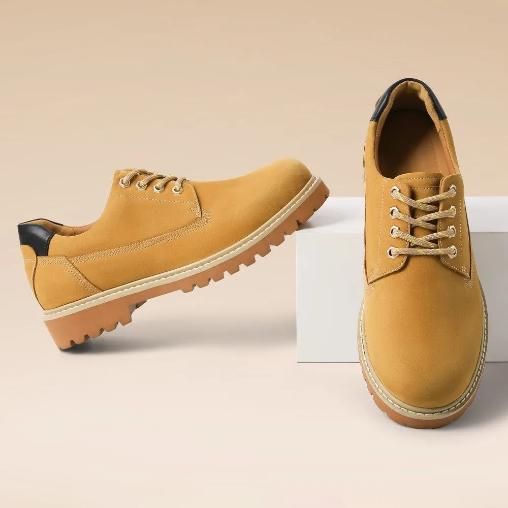6 CM / 2.36 Inches CMR CHAMARIPA Men's Yellow Nubuck Height Increasing Casual Shoes