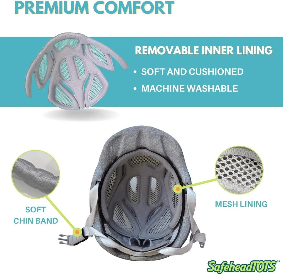 Adjustable Toddler Bike Helmet, Built in Visor with Removable Washable Inner Lining, XS Ages 2-4 Years for Boys and Girls, Perfect for Cycling, Scooters, Orange-Blue