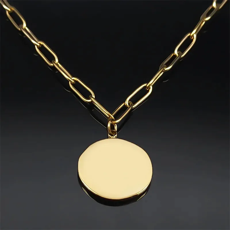 Aesthetic Moon Sun Star Necklace Stainless Steel Gold Color Clavicle Chain