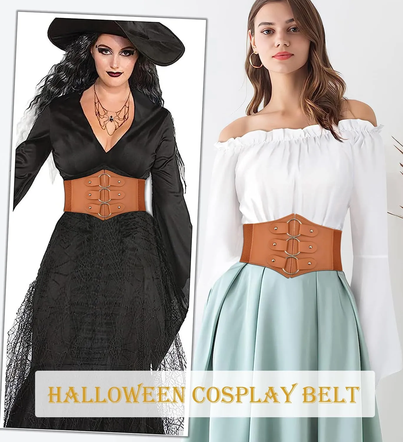 ALAIX Women's Corset Belt Extra Wide Stretchy Belts Elastic Waspie Waist Belts for Cosplay Halloween Costume Belts for Women