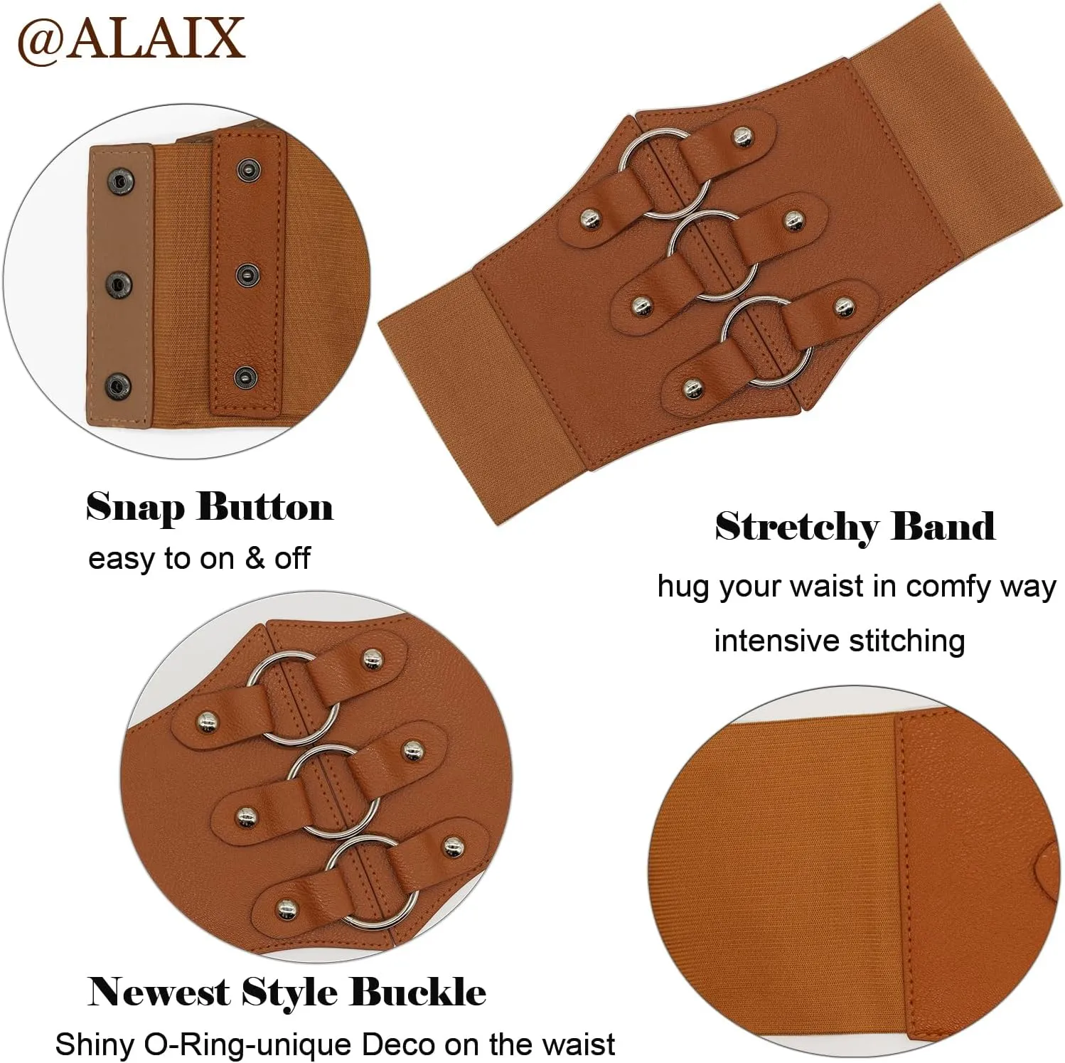 ALAIX Women's Corset Belt Extra Wide Stretchy Belts Elastic Waspie Waist Belts for Cosplay Halloween Costume Belts for Women