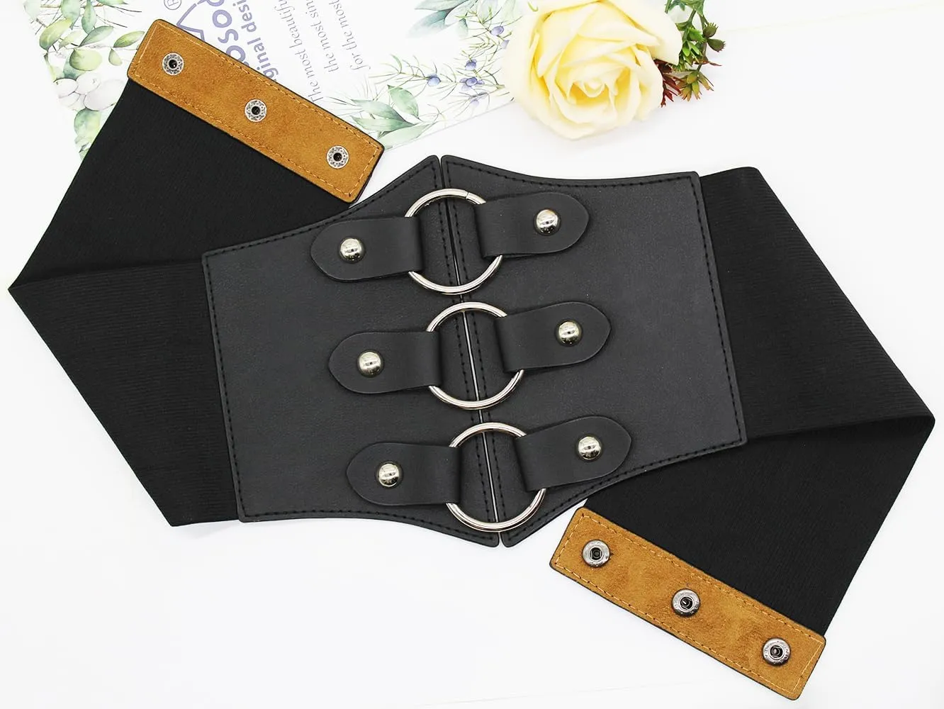 ALAIX Women's Corset Belt Extra Wide Stretchy Belts Elastic Waspie Waist Belts for Cosplay Halloween Costume Belts for Women