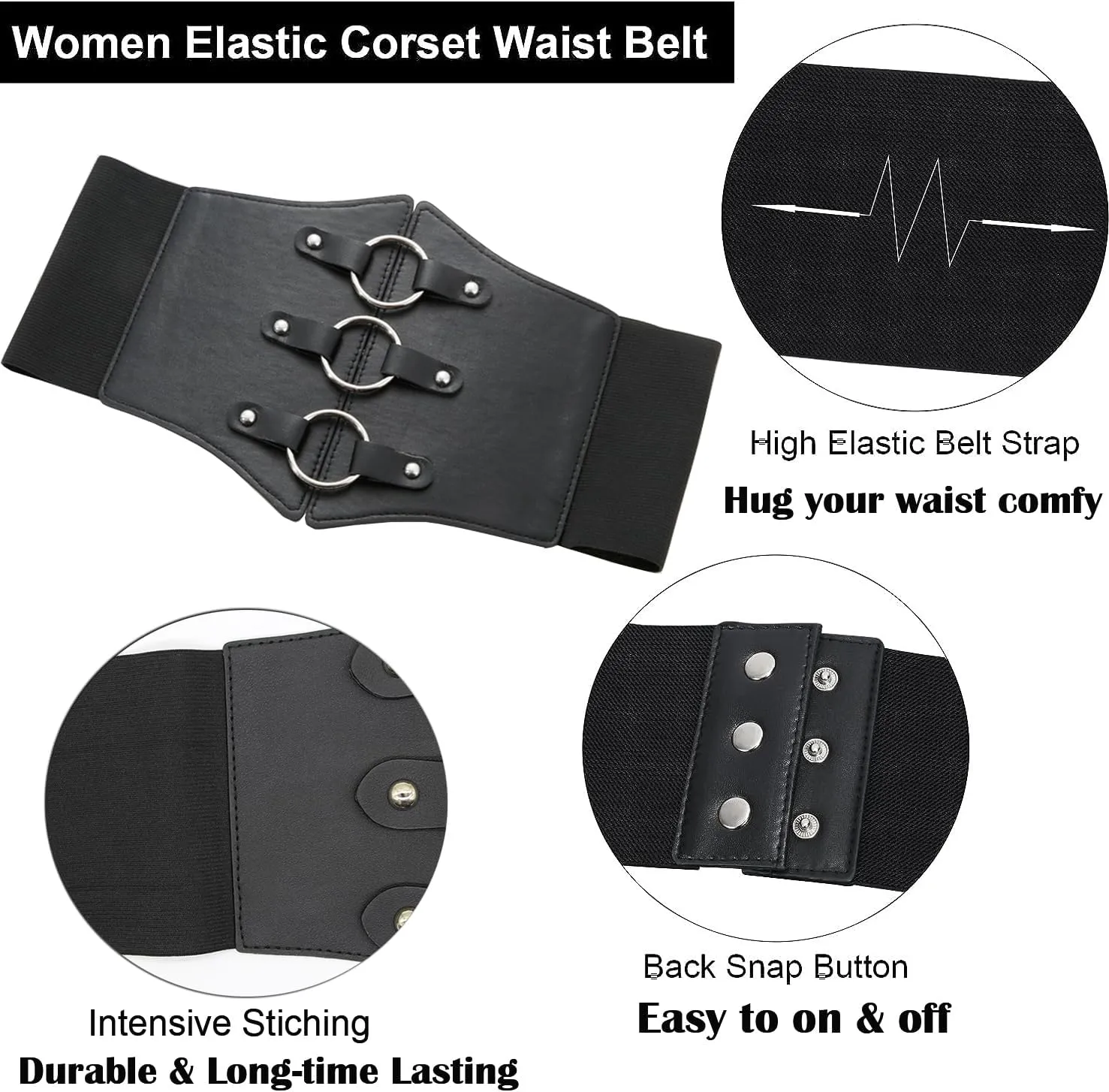 ALAIX Women's Corset Belt Extra Wide Stretchy Belts Elastic Waspie Waist Belts for Cosplay Halloween Costume Belts for Women
