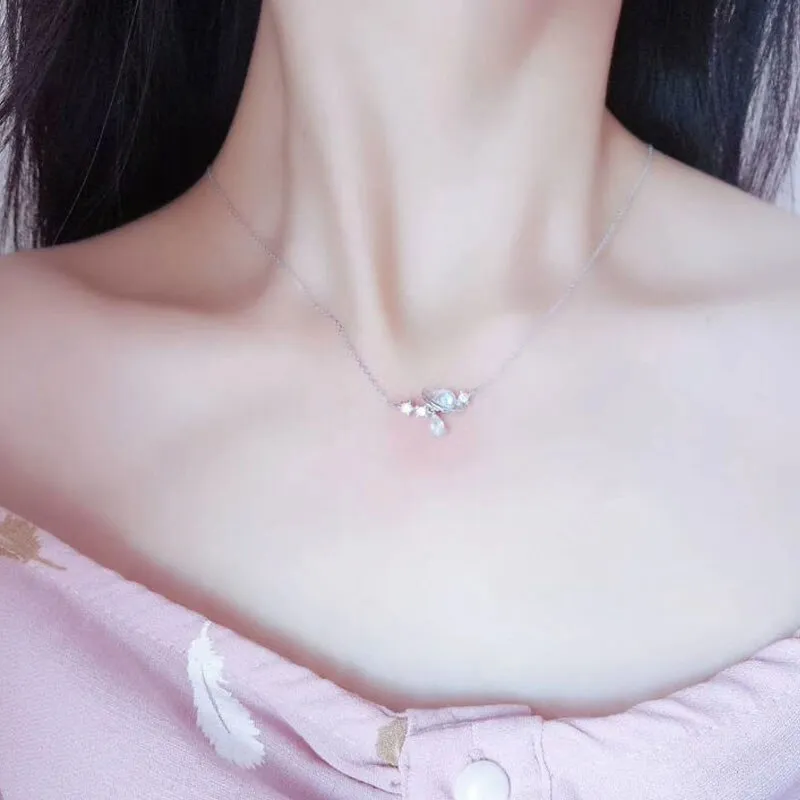 Aurora Water Drop Star Moon Necklace