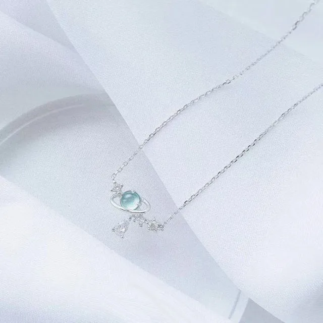 Aurora Water Drop Star Moon Necklace