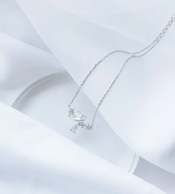 Aurora Water Drop Star Moon Necklace
