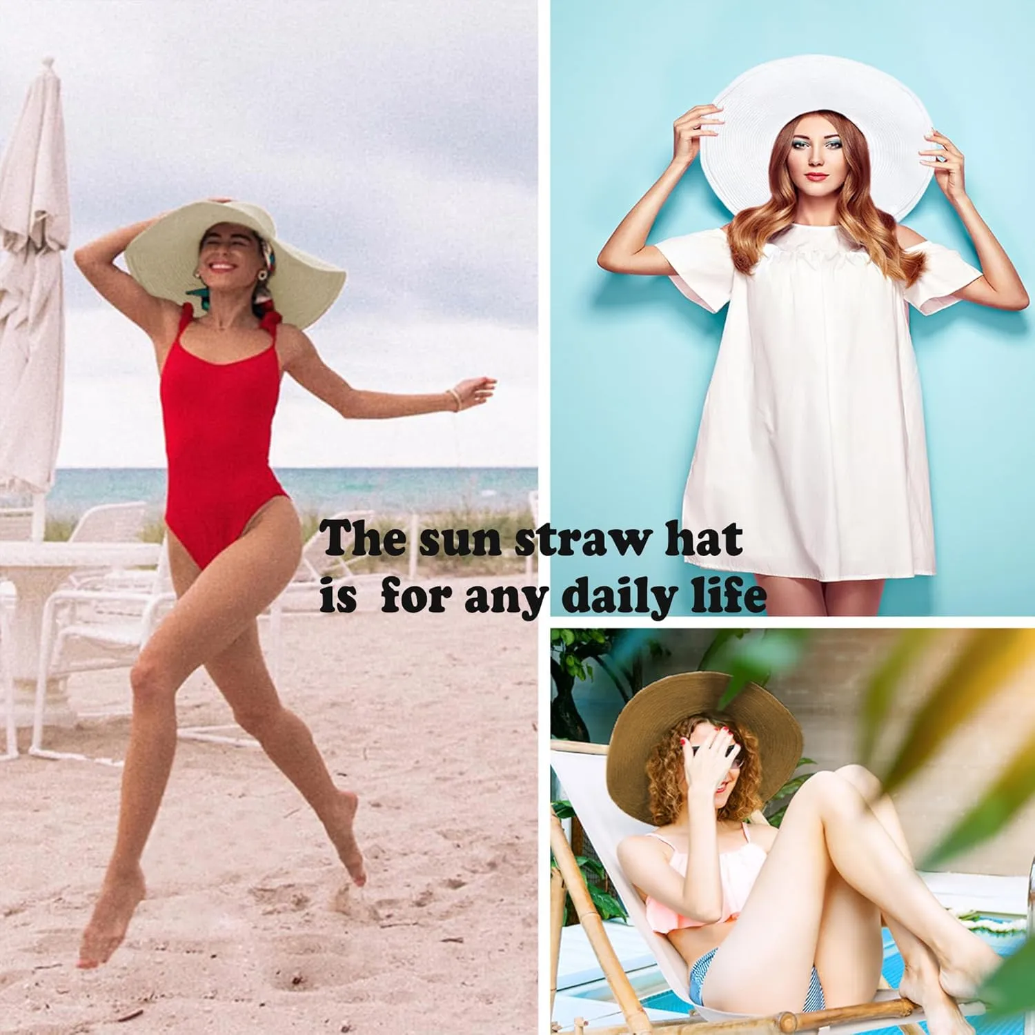 Ayliss Womens Sun Straw Hat Wide Brim UPF 50 Beach Floppy Beach Hats for Women UV Protection Summer Beach Hats