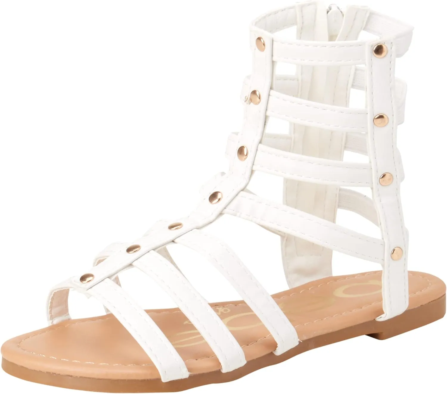 bebe Toddler Girls Sandals - Lightweight Leather Open Toe Summer Dressy Flat Strappy Girls Gladiator Sandals