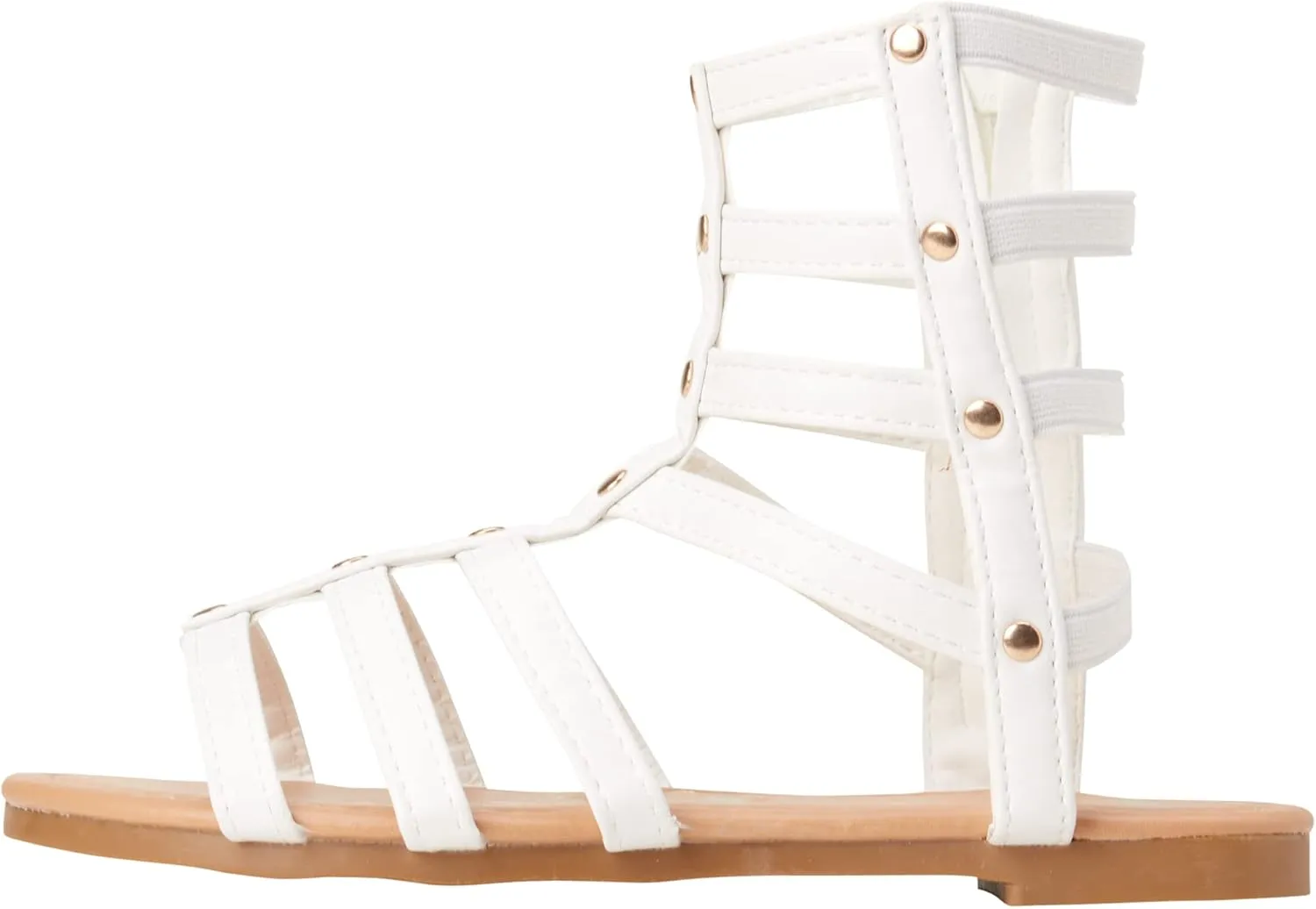 bebe Toddler Girls Sandals - Lightweight Leather Open Toe Summer Dressy Flat Strappy Girls Gladiator Sandals