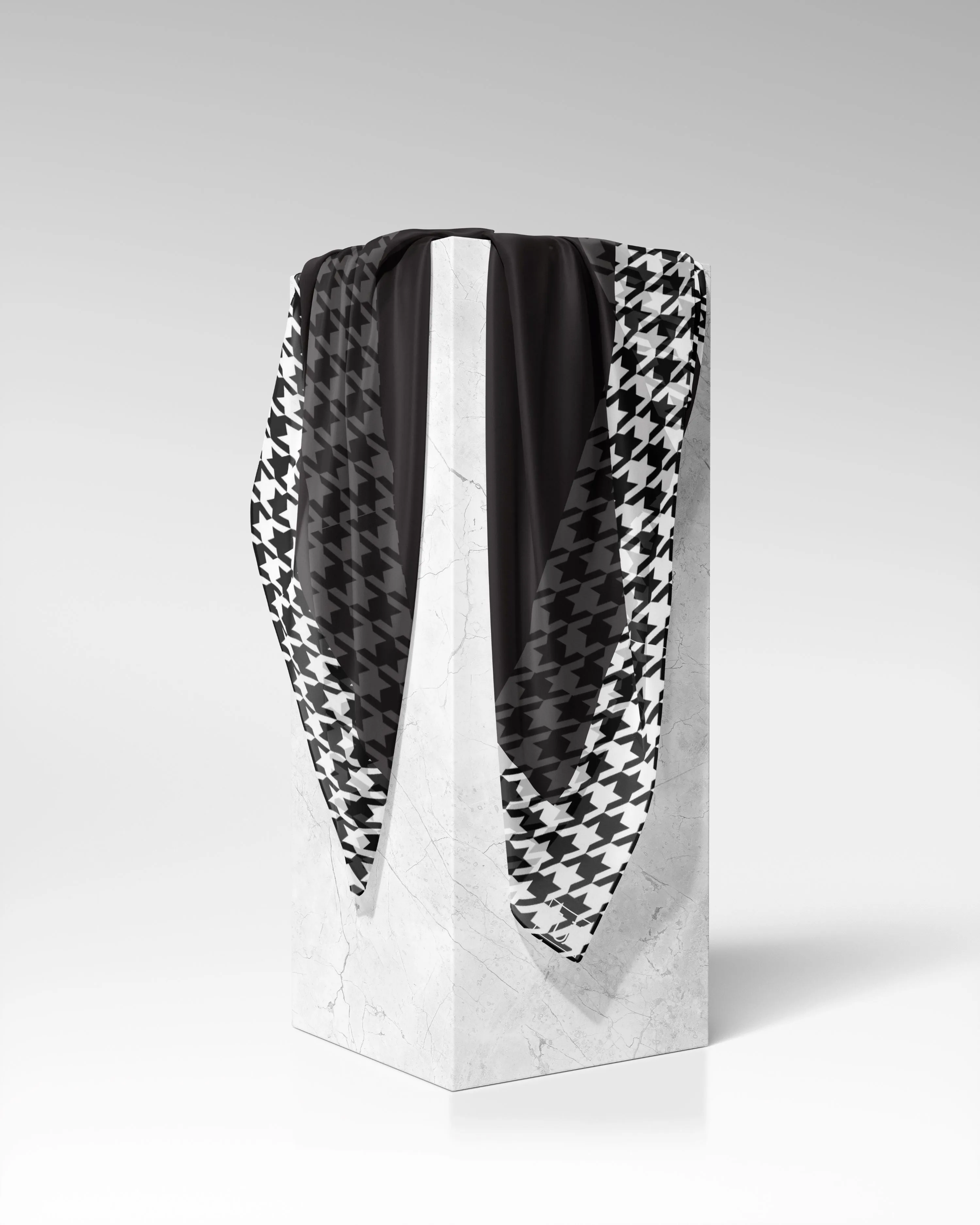 Black With Houndstooth Border Head Scarf