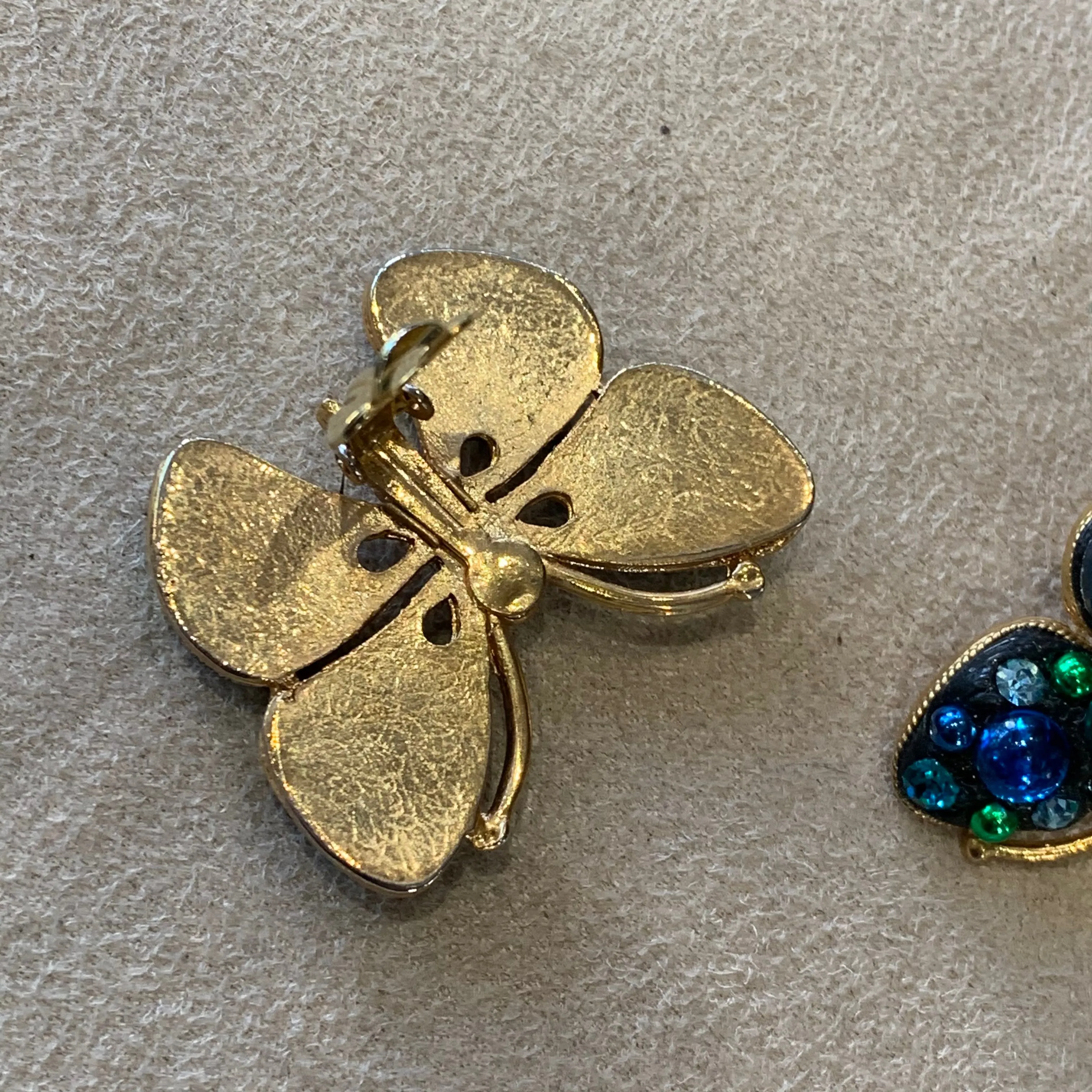 Blue butterfly vintage French clip on earrings