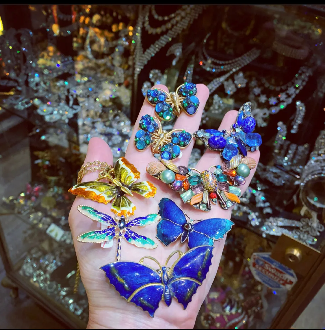 Blue butterfly vintage French clip on earrings