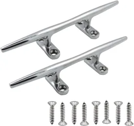 Boat Cleat 316 Stainless Steel Dock Cleats Heavy Duty Open Base Cleat for Kayak Boat Canoe Mooring Deck and Decor of 2 Pcs with Screws(4''/6''/8''/10'')
