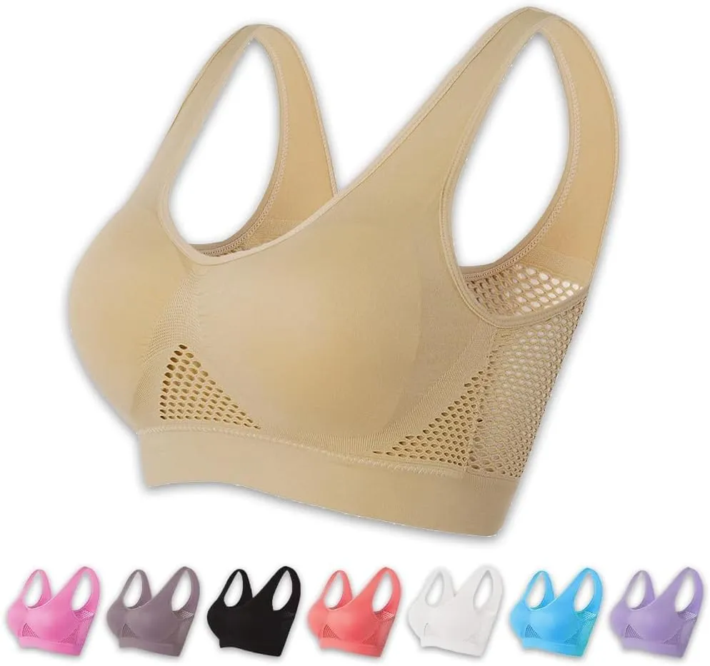 Breathable Cool Liftup Air Bra, 2024 New Sports Bra Large Size Air Bra, Comfortable Mesh Sports Bra for Women