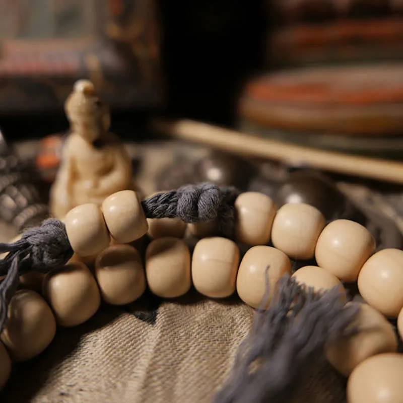 Buddha Stones 108 Mala Beads Abelia Biflora Wood Warding Off Evil Spirits Wrist Mala
