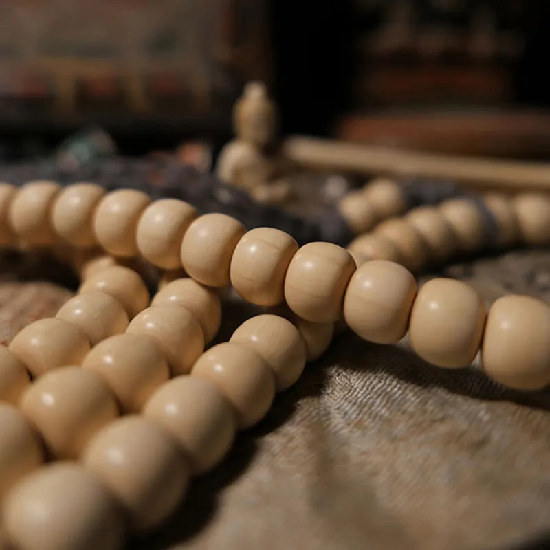 Buddha Stones 108 Mala Beads Abelia Biflora Wood Warding Off Evil Spirits Wrist Mala