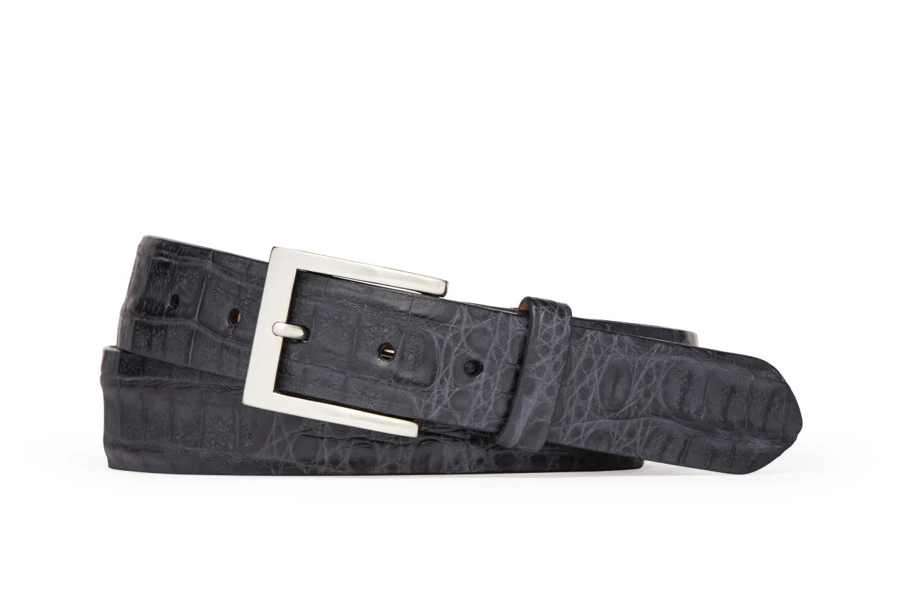 Caiman Crocodile Belt with Brushed Nickel Buckle