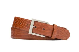 Caiman Crocodile Belt with Brushed Nickel Buckle