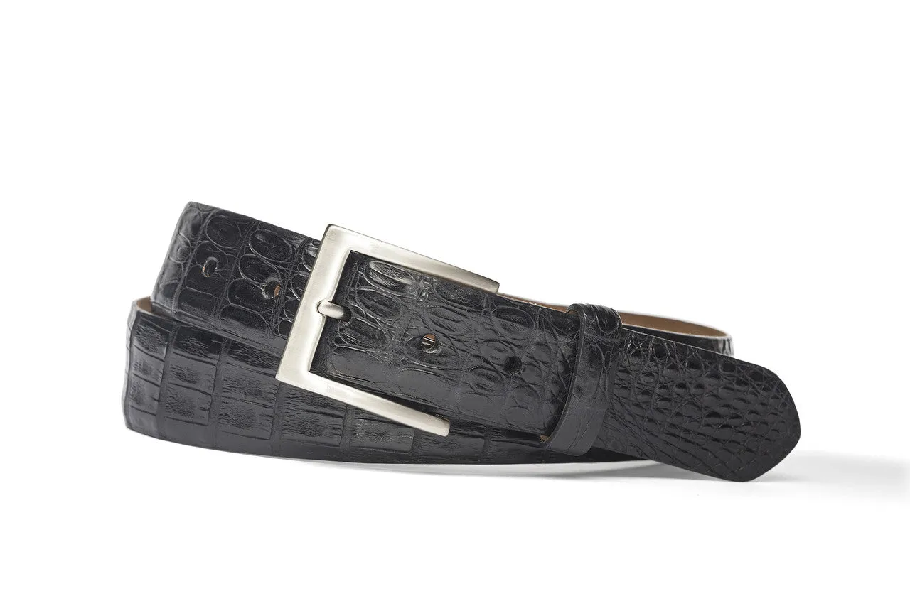 Caiman Crocodile Belt with Brushed Nickel Buckle