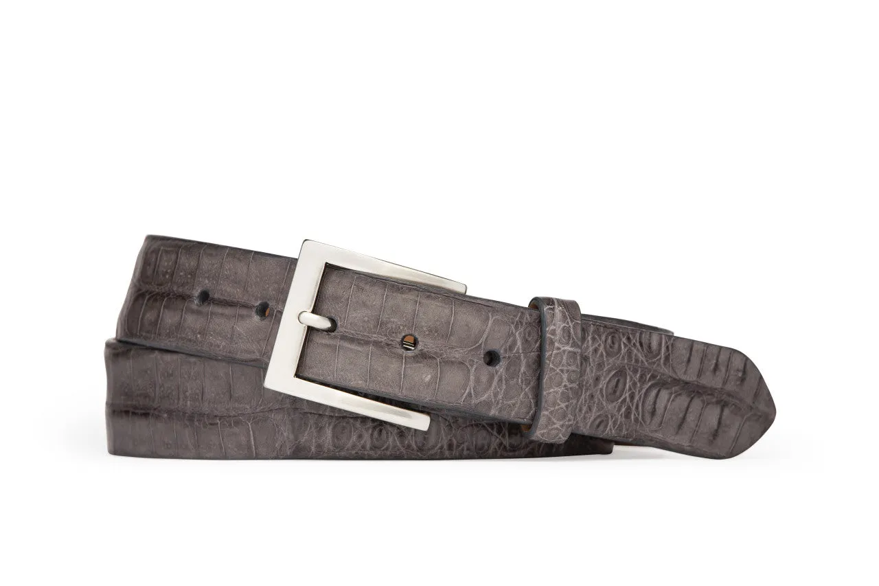 Caiman Crocodile Belt with Brushed Nickel Buckle