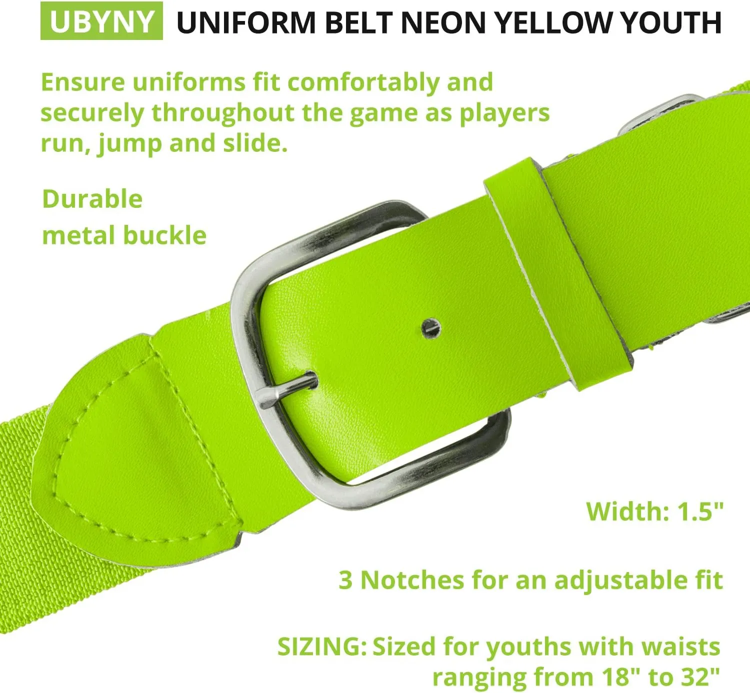 Champion Sports Baseball/Softball Uniform Belt, Comfort Stretch Fit - Durable Syntex Tab, Youth & Adult Sizes