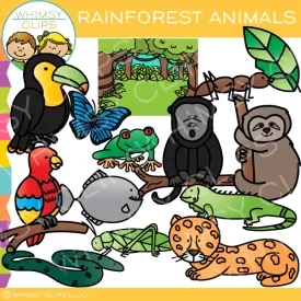Colorful Rainforest Animals Clip Art