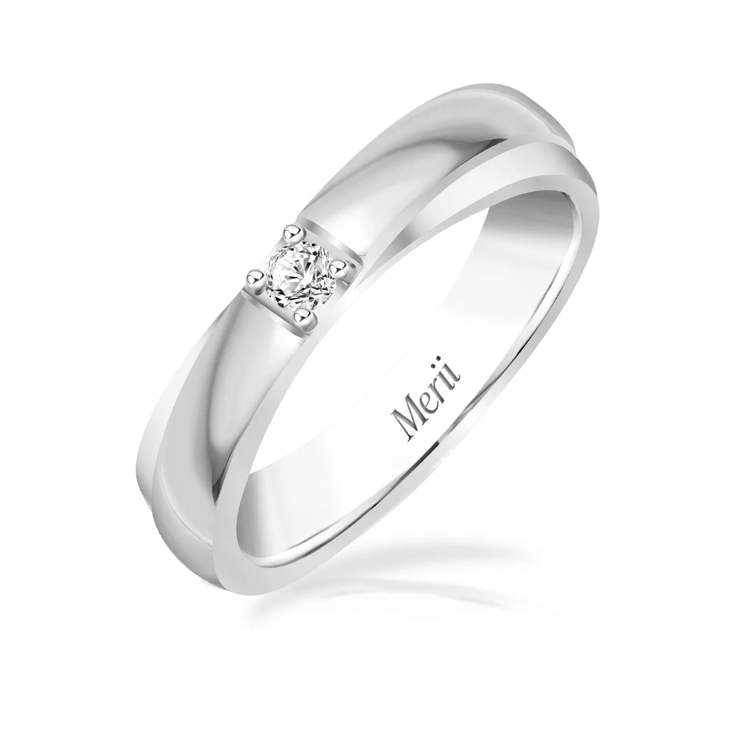 Couple Rings: Silver rhodium plated 2.5 mm round cut CZ cross solitaire ring