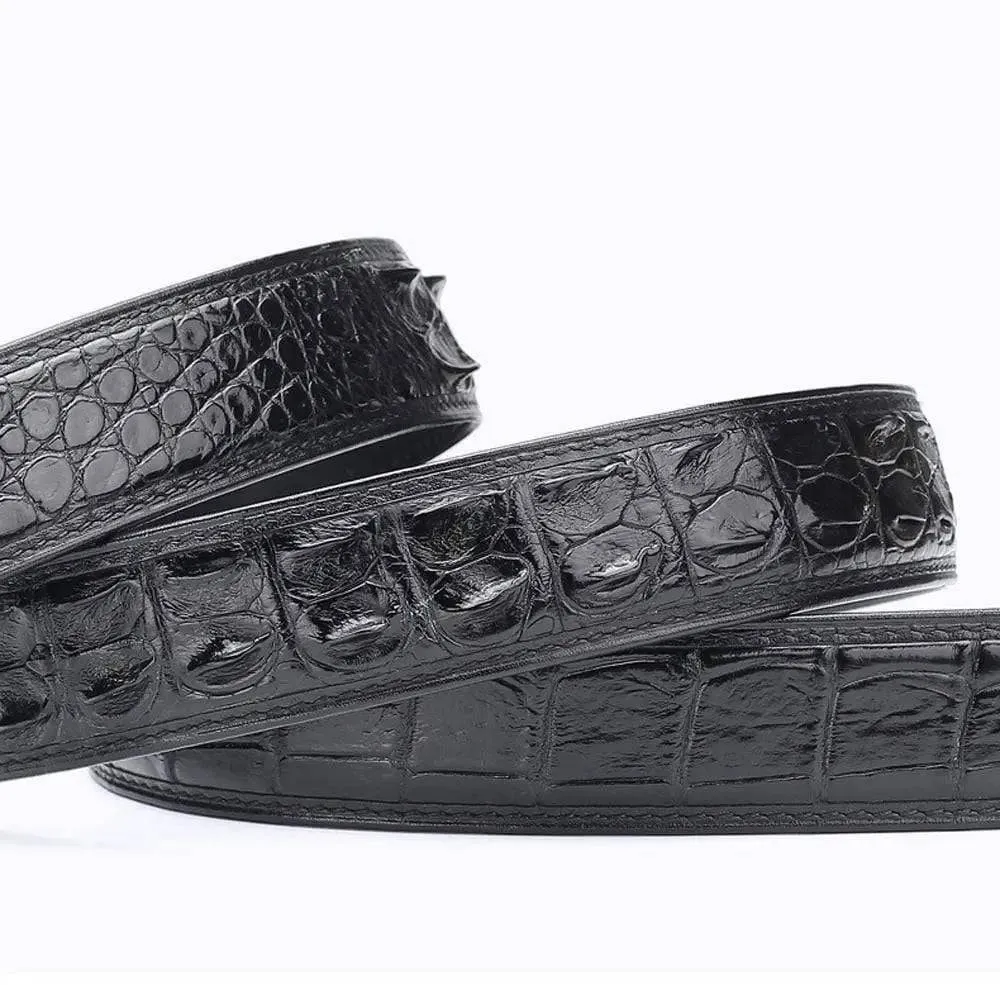 Crocodile Skin Bone Leather Waist Belt Without Buckle