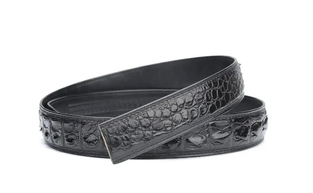 Crocodile Skin Bone Leather Waist Belt Without Buckle