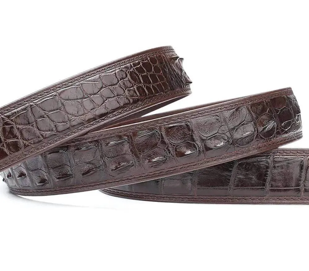 Crocodile Skin Bone Leather Waist Belt Without Buckle