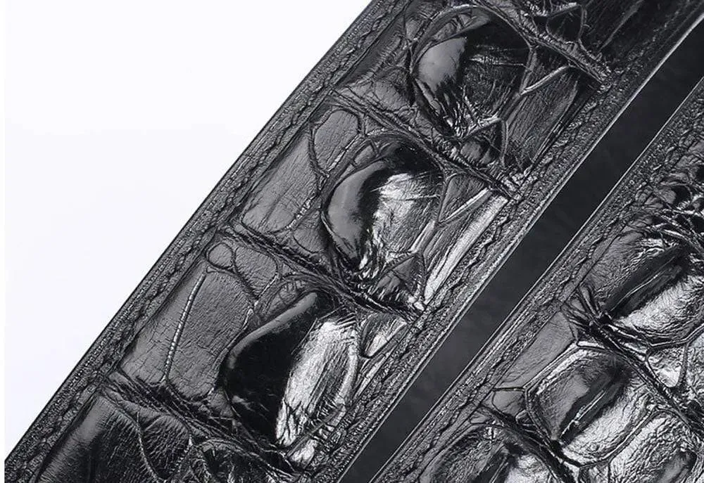 Crocodile Skin Bone Leather Waist Belt Without Buckle