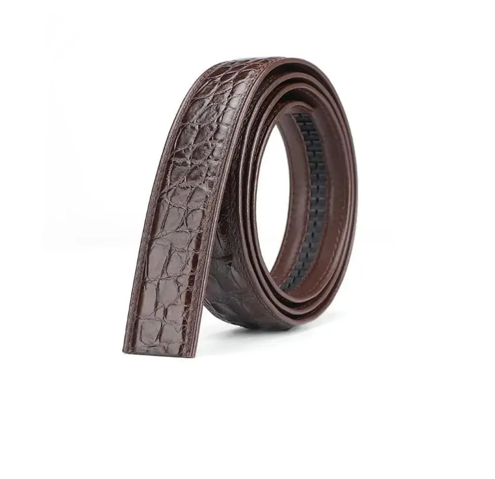 Crocodile Skin Bone Leather Waist Belt Without Buckle
