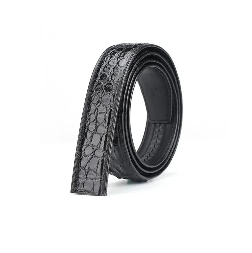 Crocodile Skin Bone Leather Waist Belt Without Buckle