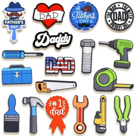 Dad Mom Shoe Charms, Father and Mother Charms for Shoes, Wristbands, Sandals, Bracelets, Bags, Gifts for Birthday, Holidays and Special Occasions