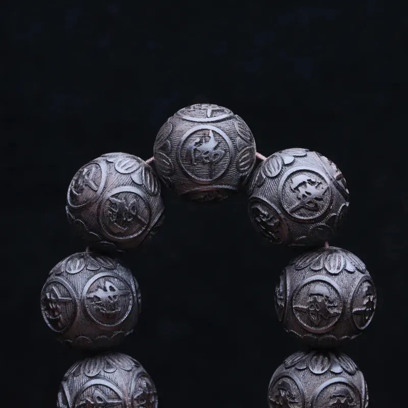 Ebony Beads Wood Carving Beaded Amulet Pendant Buddhist Buddha Statues Lucky Amulet Carving Wooden Artifact Bracelet