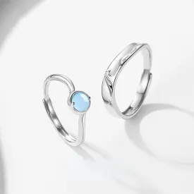 Engravable Moonstone Couple Wedding Bands
