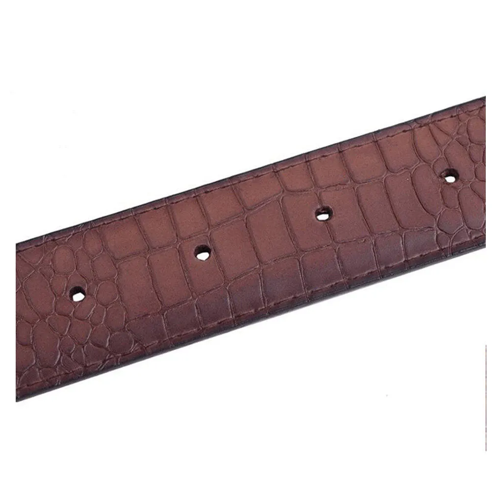 Fashion Designer Croc Pattern Leather Belt Alligator Pin Buckle