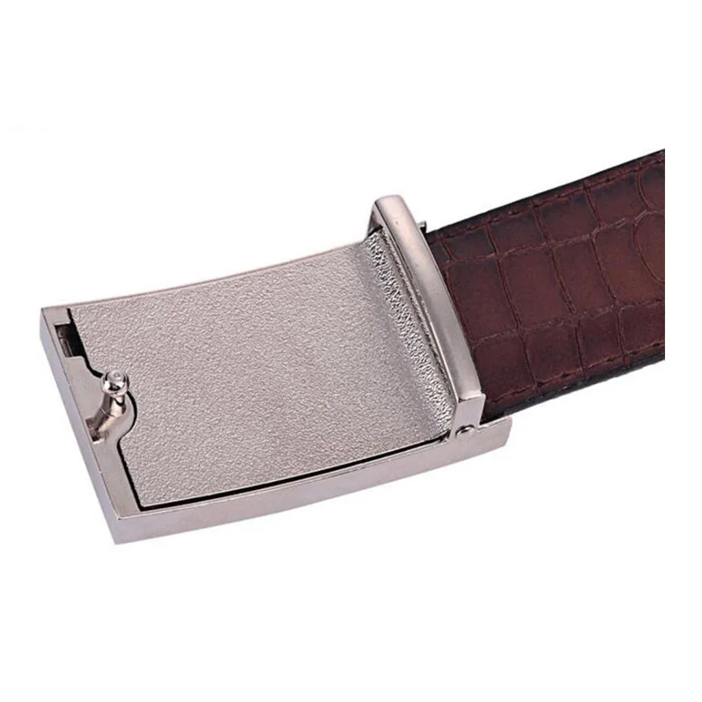 Fashion Designer Croc Pattern Leather Belt Alligator Pin Buckle