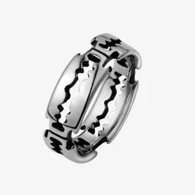 Fashion Punk Rock Black  Silver Color Ring Lover Couple Ring